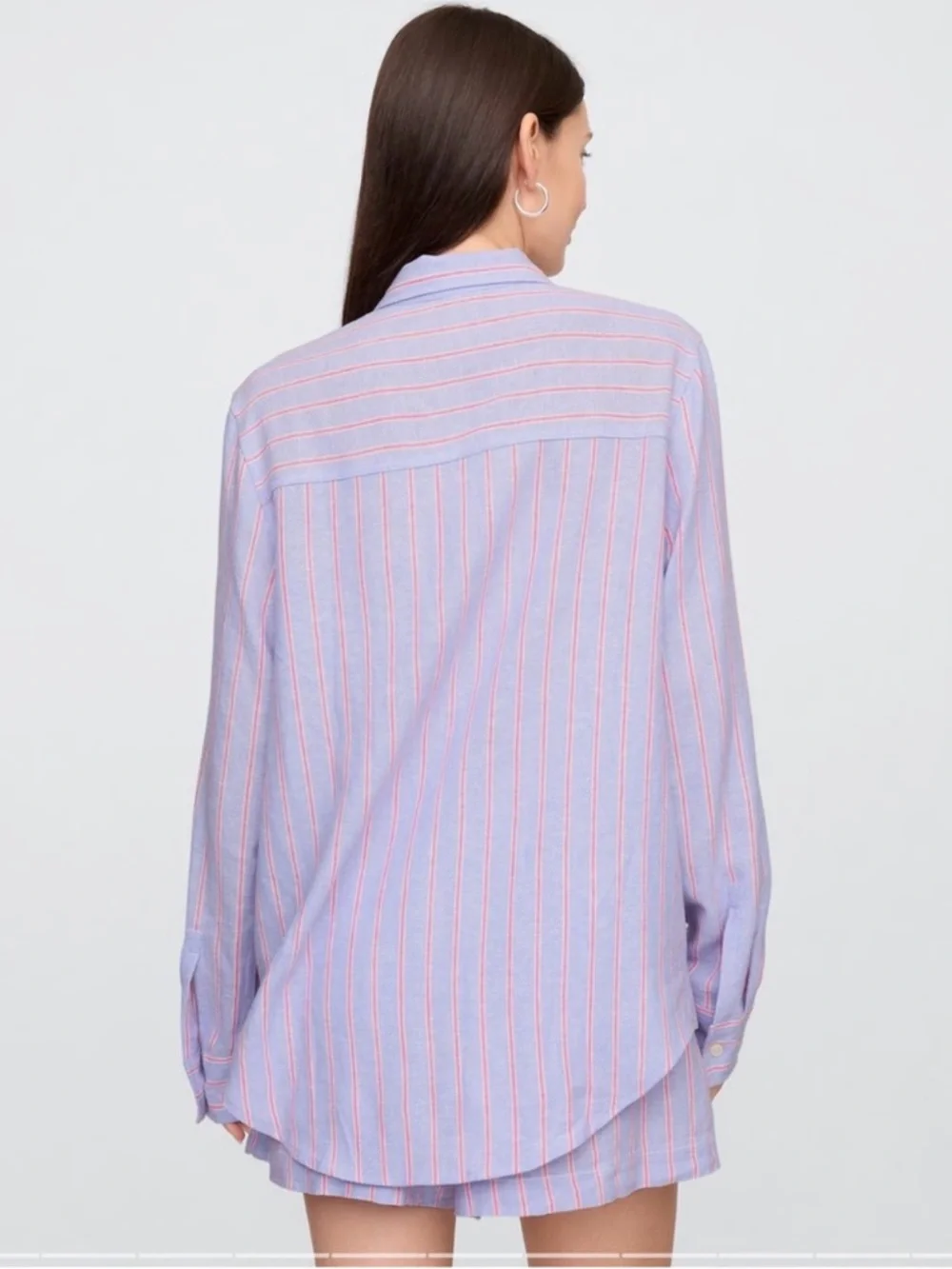 Gap Linen blend Relaxed Lavender Stripe Shirt & Shorts (set) - Picture 4 of 7
